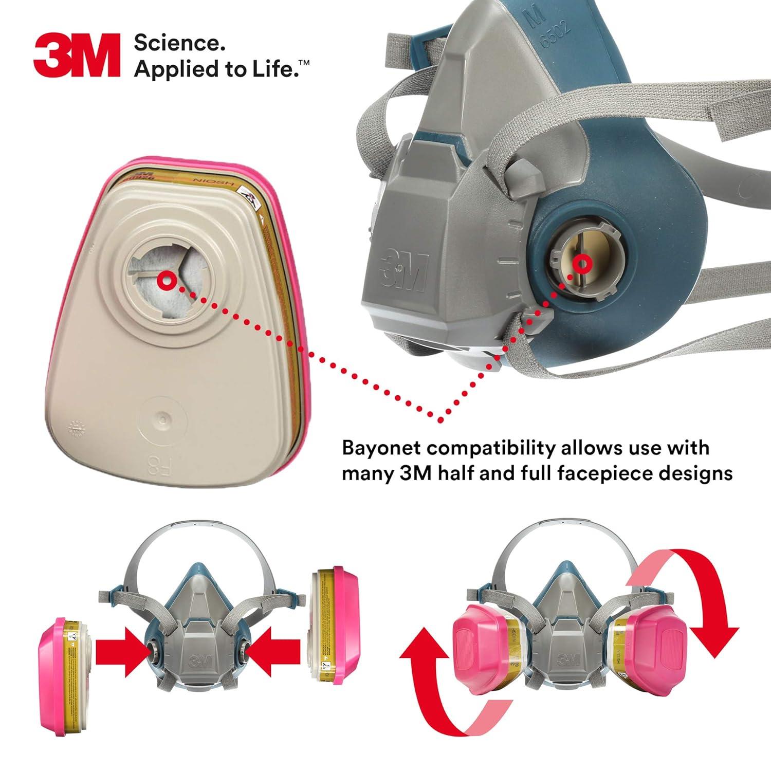 image3M P100 Respirator CartridgeFilter 60926 1 Pair NIOSH Helps Protect Against Organic Vapors Acid Gases Ammonia Methylamine Formaldehyde and Particulates