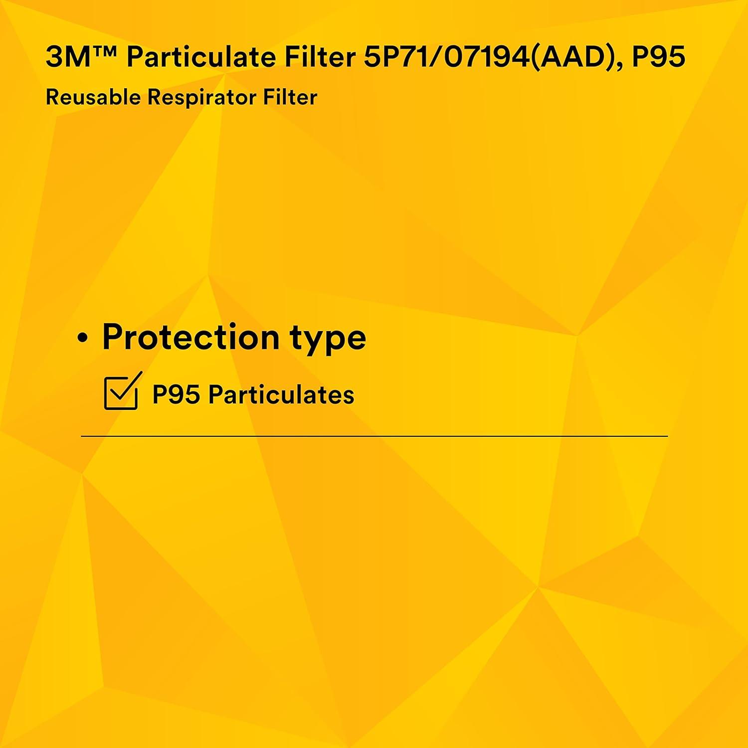image3M Respirator Filter Replacement 5P71 5 Pairs P95 Must Be Used with 3M 5000 Respirators or 3M Cartridges 6000 SeriesFilter Replacement