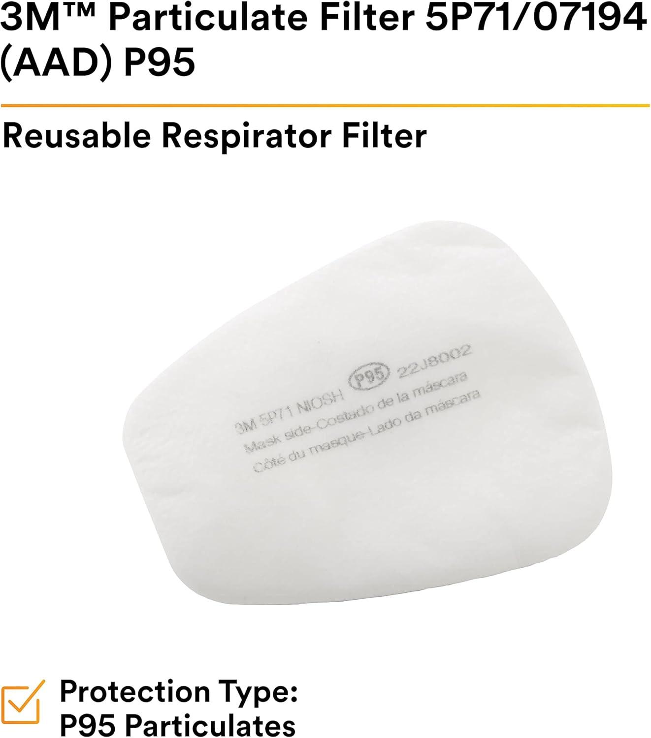 image3M Respirator Filter Replacement 5P71 5 Pairs P95 Must Be Used with 3M 5000 Respirators or 3M Cartridges 6000 SeriesFilter Replacement