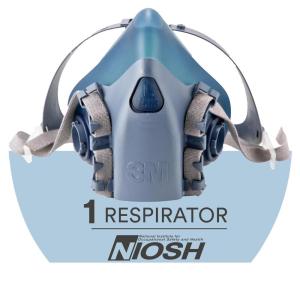 image3M Reusable Respirator Half Facepiece 7503 NIOSH 3M Cool Flow Valve Dual Airline Supplied Air Compatible Integrated Dropdown Suspension Bayonet Connections For Chemical Handling Painting LargeLarge