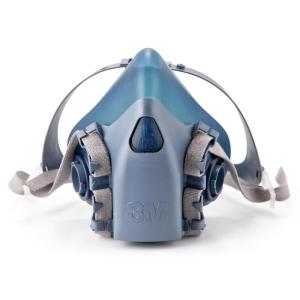 image3M Reusable Respirator Half Facepiece 7503 NIOSH 3M Cool Flow Valve Dual Airline Supplied Air Compatible Integrated Dropdown Suspension Bayonet Connections For Chemical Handling Painting LargeMedium