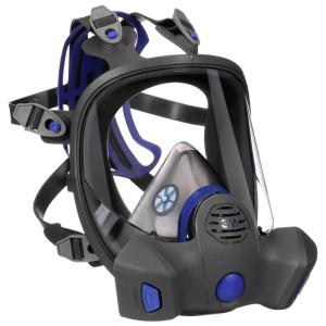 image3M Secure Click Full Face Reusable Respirator with Large Lens Speaking Diaphragm and Push Button Seal Check FF802 Painting Sanding Chemical Cleanup Sawing MediumBlack