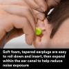 image3M Ear Plugs EARsoft Yellow Neons 3911004 Bottle of 500 Pair of Disposable Earplugs Regular Size Uncorded 33 NRR Tapered Cylinder Shape Slow Recovery FoamCorded  Poly Bag