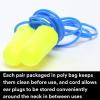 image3M Ear Plugs EARsoft Yellow Neons 3911004 Bottle of 500 Pair of Disposable Earplugs Regular Size Uncorded 33 NRR Tapered Cylinder Shape Slow Recovery FoamCorded  Poly Bag
