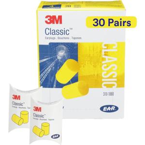 image3M Ear Plugs 30 PairsBox EAR Classic 3101060 Uncorded Disposable Foam NRR 29 For Drilling Grinding Machining Sawing Sanding Welding 1 PairPillow PackEar Plugs