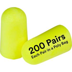 image3M Ear Plugs EARsoft Yellow Neons 3911004 Bottle of 500 Pair of Disposable Earplugs Regular Size Uncorded 33 NRR Tapered Cylinder Shape Slow Recovery FoamUncorded