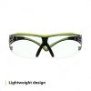 image3M Safety Glasses SecureFit 400X ANSI Z87 AntiFog AntiScratch Clear Lens Green and Black Frame Brow Guard Lightweight Soft Nose Bridge and Temple TipsBlackGreenClear