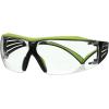image3M Safety Glasses SecureFit 400X ANSI Z87 AntiFog AntiScratch Clear Lens Green and Black Frame Brow Guard Lightweight Soft Nose Bridge and Temple TipsBlackGreenClear