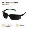 image3M Safety Glasses Solus 2000 Series AntiScratch IR Shade 50 Gray Lens BlackGreen TemplesIr Shade 50 Gray Lens