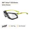 image3M Safety Glasses Solus CCS Series Pack of 1 ANSI Z87 Scotchgard AntiFog Coating Clear Lens Corded Ear Plug Control System Removable Foam Gasket SCCS01SGAFGRNFClear Lens  GreenBlack Frame With Foam Gasket