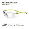 image3M Safety Glasses Solus CCS Series Pack of 1 ANSI Z87 Scotchgard AntiFog Coating Clear Lens Corded Ear Plug Control System Removable Foam Gasket SCCS01SGAFGRNFClear Lens  GreenBlack Frame