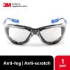 image3M Safety Glasses Virtua CCS ANSI Z87 AntiFog Clear Lens Blue Frame Corded Ear Plug Control System Removable Foam GasketIO Mirror Lens  Blue Frame With Foam Gasket