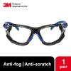 image3M Safety Glasses Solus 1000 S1201SGAF ANSI Z87 Scotchgard AntiFog Lens GreenBlack Frame HalfFrame Padded Temple Soft Nosebridge UV Protection Premium Eye ProtectionClear Lens  BlueBlack Frame With Gasket