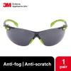 image3M Safety Glasses Solus 1000 S1201SGAF ANSI Z87 Scotchgard AntiFog Lens GreenBlack Frame HalfFrame Padded Temple Soft Nosebridge UV Protection Premium Eye ProtectionGray Lens  GreenBlack Frame