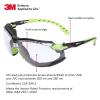 image3M Safety Glasses Solus 1000 S1201SGAF ANSI Z87 Scotchgard AntiFog Lens GreenBlack Frame HalfFrame Padded Temple Soft Nosebridge UV Protection Premium Eye ProtectionClear Lens  GreenBlack Frame With Gasket