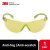 image3M Safety Glasses Solus 1000 S1201SGAF ANSI Z87 Scotchgard AntiFog Lens GreenBlack Frame HalfFrame Padded Temple Soft Nosebridge UV Protection Premium Eye ProtectionAmber Lens  Green Black Frame