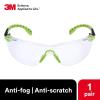 image3M Safety Glasses Solus 1000 S1201SGAF ANSI Z87 Scotchgard AntiFog Lens GreenBlack Frame HalfFrame Padded Temple Soft Nosebridge UV Protection Premium Eye ProtectionClear Lens  GreenBlack Frame