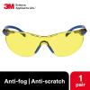 image3M Safety Glasses Solus 1000 S1201SGAF ANSI Z87 Scotchgard AntiFog Lens GreenBlack Frame HalfFrame Padded Temple Soft Nosebridge UV Protection Premium Eye ProtectionAmber Lens  BlueBlack Frame