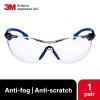 image3M Safety Glasses Solus 1000 S1201SGAF ANSI Z87 Scotchgard AntiFog Lens GreenBlack Frame HalfFrame Padded Temple Soft Nosebridge UV Protection Premium Eye ProtectionGray IO Lens  BlueBlack Frame