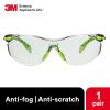 image3M Safety Glasses Solus 1000 S1201SGAF ANSI Z87 Scotchgard AntiFog Lens GreenBlack Frame HalfFrame Padded Temple Soft Nosebridge UV Protection Premium Eye ProtectionGray IO Lens  GreenBlack Frame