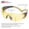 image3M Safety Glasses for Men and Women SecureFit 400 1 Pair Z87 AntiFog AntiScratch Clear Lens GreenBlack Frame Polycarbonate UV Protection Flexible Temples Removable Foam GasketAmber Lens  YellowBlack Frame