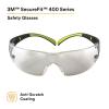image3M Safety Glasses for Men and Women SecureFit 400 1 Pair Z87 AntiFog AntiScratch Clear Lens GreenBlack Frame Polycarbonate UV Protection Flexible Temples Removable Foam GasketIO Mirror Lens  GreenBlack Frame