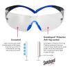 image3M Safety Glasses for Men and Women SecureFit 400 1 Pair Z87 AntiFog AntiScratch Clear Lens GreenBlack Frame Polycarbonate UV Protection Flexible Temples Removable Foam GasketClear Lens  BlueGray Frame