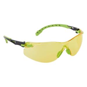 image3M Safety Glasses Solus 1000 S1201SGAF ANSI Z87 Scotchgard AntiFog Lens GreenBlack Frame HalfFrame Padded Temple Soft Nosebridge UV Protection Premium Eye ProtectionAmber Lens  Green Black Frame