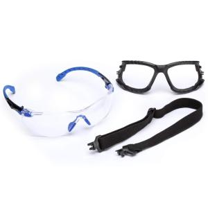 image3M Safety Glasses Solus 1000 S1201SGAF ANSI Z87 Scotchgard AntiFog Lens GreenBlack Frame HalfFrame Padded Temple Soft Nosebridge UV Protection Premium Eye ProtectionClear Lens  BlueBlack Frame With Gasket