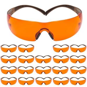 image3M Safety Glasses for Men and Women SecureFit 400 1 Pair Z87 AntiFog AntiScratch Clear Lens GreenBlack Frame Polycarbonate UV Protection Flexible Temples Removable Foam GasketOrange Lens  BrownBlack Frame