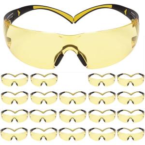 image3M Safety Glasses for Men and Women SecureFit 400 1 Pair Z87 AntiFog AntiScratch Clear Lens GreenBlack Frame Polycarbonate UV Protection Flexible Temples Removable Foam GasketAmber Lens  YellowBlack Frame