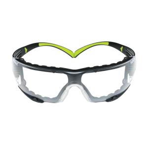 image3M Safety Glasses for Men and Women SecureFit 400 1 Pair Z87 AntiFog AntiScratch Clear Lens GreenBlack Frame Polycarbonate UV Protection Flexible Temples Removable Foam GasketClear Lens  GreenBlack Frame With Gasket