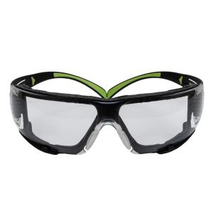 image3M Safety Glasses for Men and Women SecureFit 400 1 Pair Z87 AntiFog AntiScratch Clear Lens GreenBlack Frame Polycarbonate UV Protection Flexible Temples Removable Foam GasketIO Mirror Lens  GreenBlack Frame With Gasket