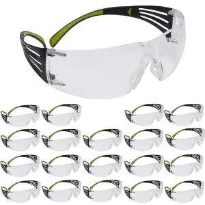 image3M Safety Glasses for Men and Women SecureFit 400 1 Pair Z87 AntiFog AntiScratch Clear Lens GreenBlack Frame Polycarbonate UV Protection Flexible Temples Removable Foam GasketClear Lens  GreenBlack Frame With Flexible Temples