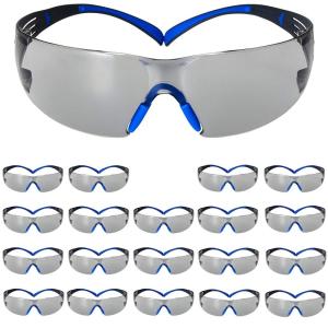 image3M Safety Glasses for Men and Women SecureFit 400 1 Pair Z87 AntiFog AntiScratch Clear Lens GreenBlack Frame Polycarbonate UV Protection Flexible Temples Removable Foam GasketIO Gray Lens  BlueGray Frame