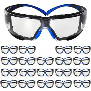 image3M Safety Glasses for Men and Women SecureFit 400 1 Pair Z87 AntiFog AntiScratch Clear Lens GreenBlack Frame Polycarbonate UV Protection Flexible Temples Removable Foam GasketClear Lens  BlueGray Frame With Gasket