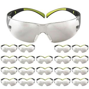image3M Safety Glasses for Men and Women SecureFit 400 1 Pair Z87 AntiFog AntiScratch Clear Lens GreenBlack Frame Polycarbonate UV Protection Flexible Temples Removable Foam GasketIO Mirror Lens  GreenBlack Frame