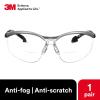 image3M Safety Glasses BX Dual Readers 15 ANSI Z87 AntiFog Clear Lens GrayBlack Frame Adjustable Length Temples and Lens AngleClear Lens 20  Silver Frame