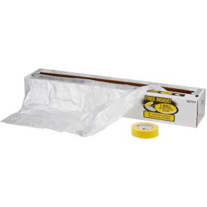 image3M Plastic Sheeting With 388N Yellow Masking Tape 36 mm 06724 Tear Resistant Easy To Cut Durable 16 ft x 400 ft16 ft x 350 ft