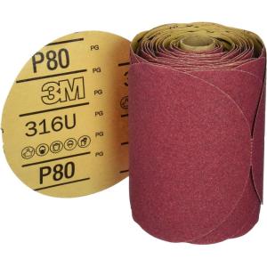 image3M Stikit Red Abrasive PSA Disc 01116 6 in P80 100 Disc Roll for Auto Sanding Primer Sanding Rough Feather EdgingP80