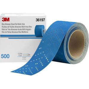 imageHookit 3M Hookit Blue Abrasive Sheet Roll Multihole 36197 500 275 in x 13 y