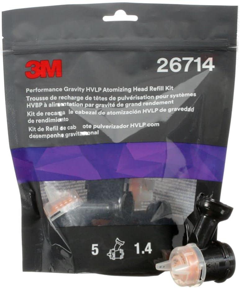 image3M Performance Gravity HVLP Atomizing Head Refill Kit 26714 Size 14 Orange for use Performance Spray Gun PPS 20 Paint Cups 5 PackFeed Type Gravity