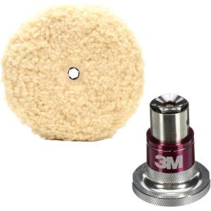 image3M PerfectIt Wool Compounding Pad 05753 9 in Fast Cutting Polishing Pad  3M PerfectIt Quick Connect Adaptor 05752 58 in for Automotives ProfessionalGrade Finish