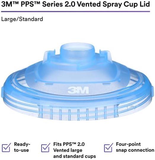 image3M PPS Series 20 Vented Spray Cup Lids 26265 for LargeStandard Size with 200 Micron Filters for Automotive Paint Cars Furniture House and MoreLargeStandard