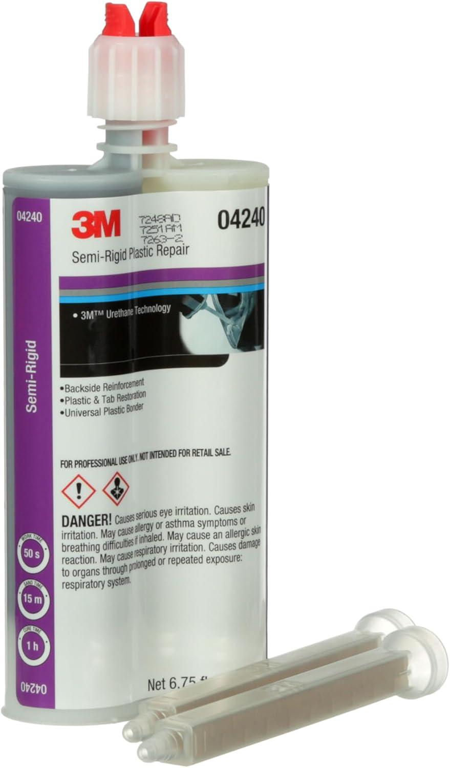 image3M SemiRigid Plastic Repair 04240 Strong Adhesion Long Lasting Fast Curing Dual Syringe 200 mL Cartridge