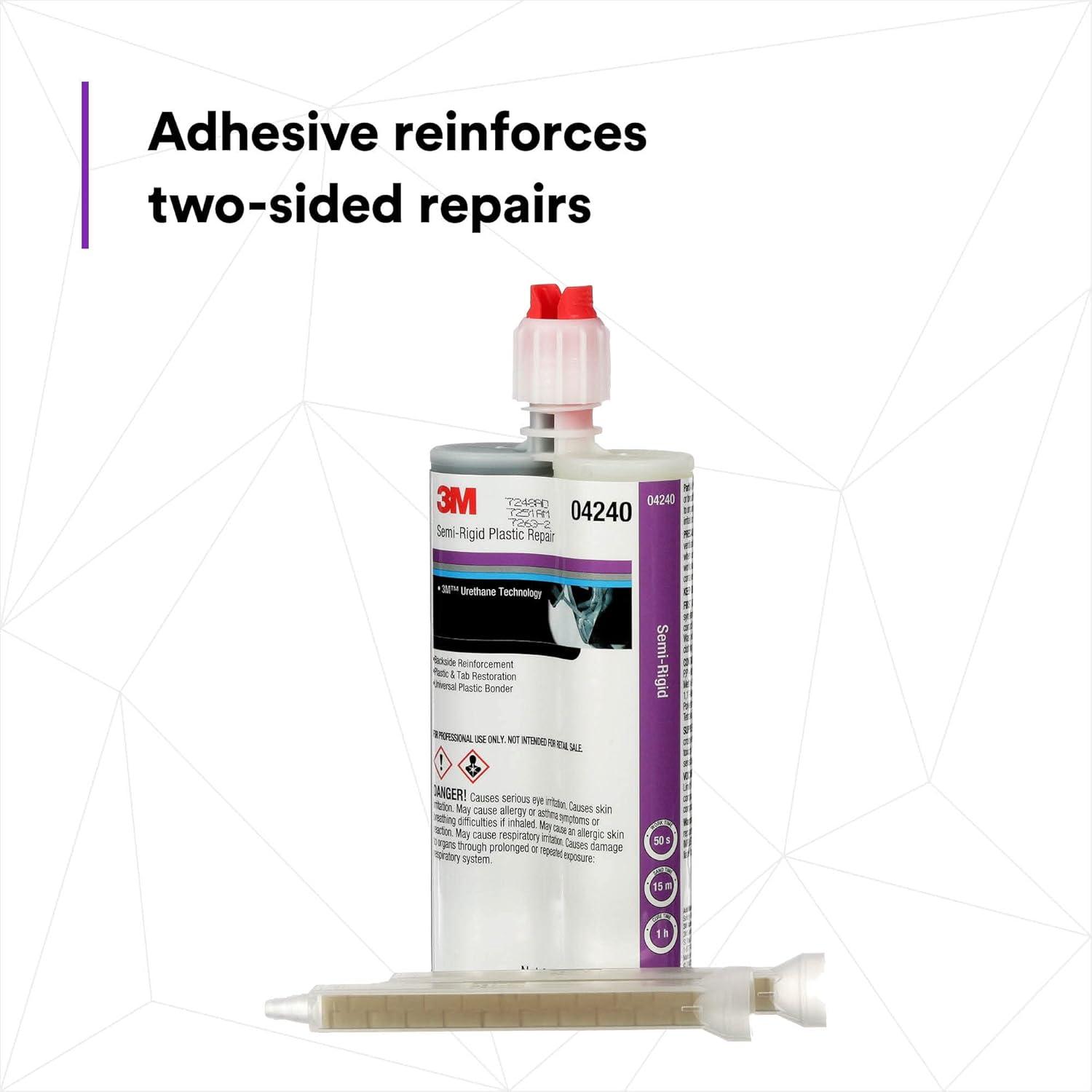 image3M SemiRigid Plastic Repair 04240 Strong Adhesion Long Lasting Fast Curing Dual Syringe 200 mL Cartridge