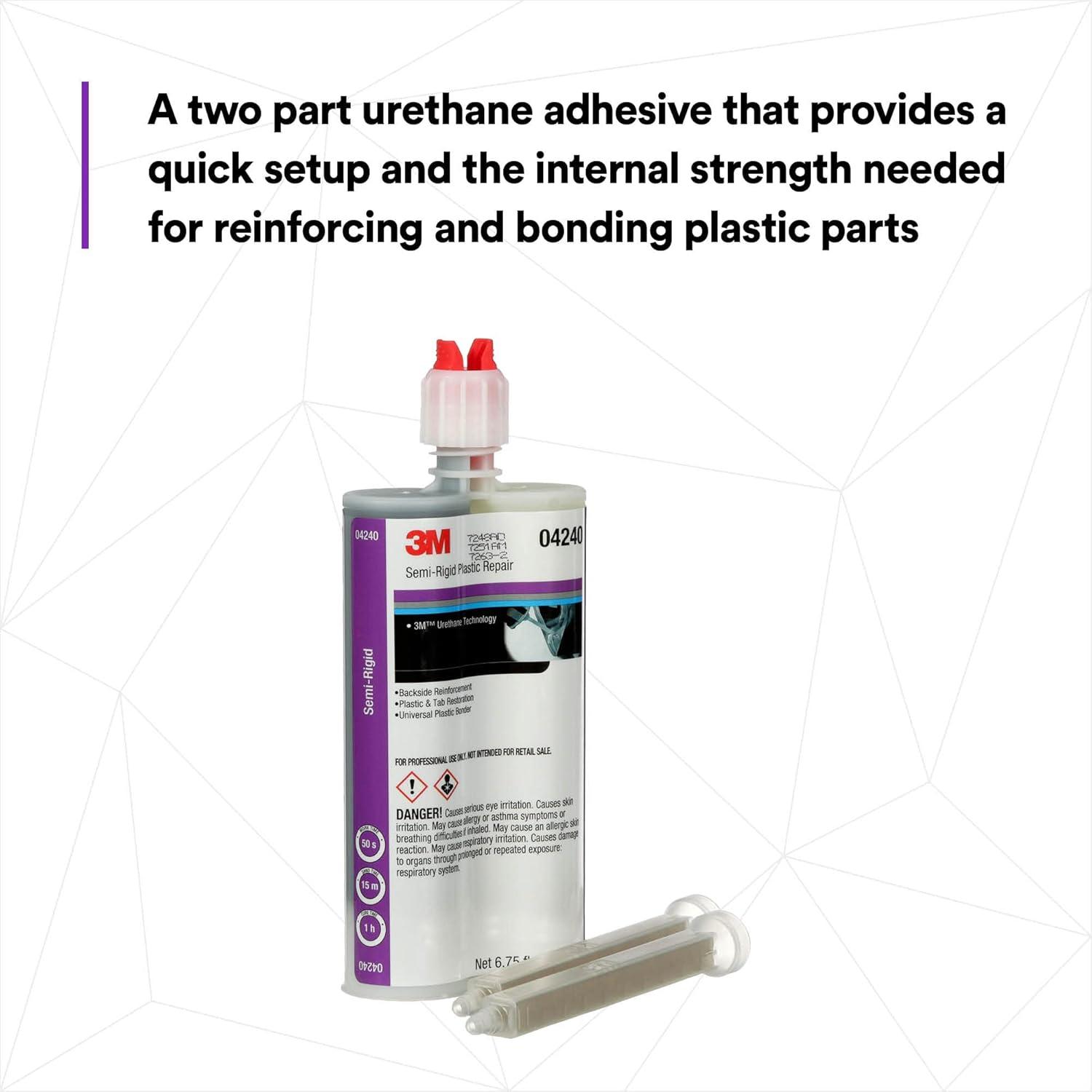 image3M SemiRigid Plastic Repair 04240 Strong Adhesion Long Lasting Fast Curing Dual Syringe 200 mL Cartridge