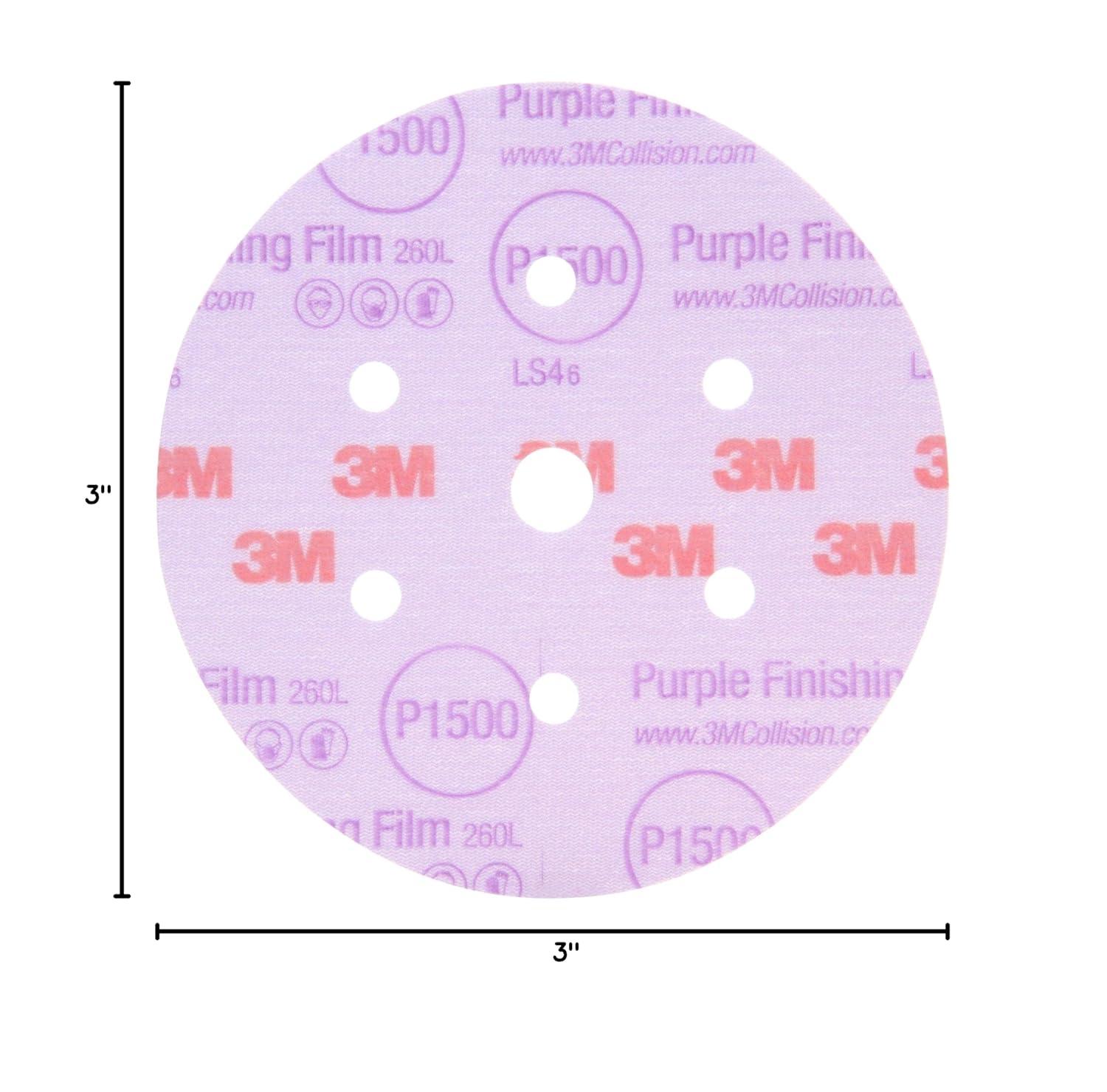 image3M 30371 Hookit Purple 3quot P600 Grit Finishing Film Disc3