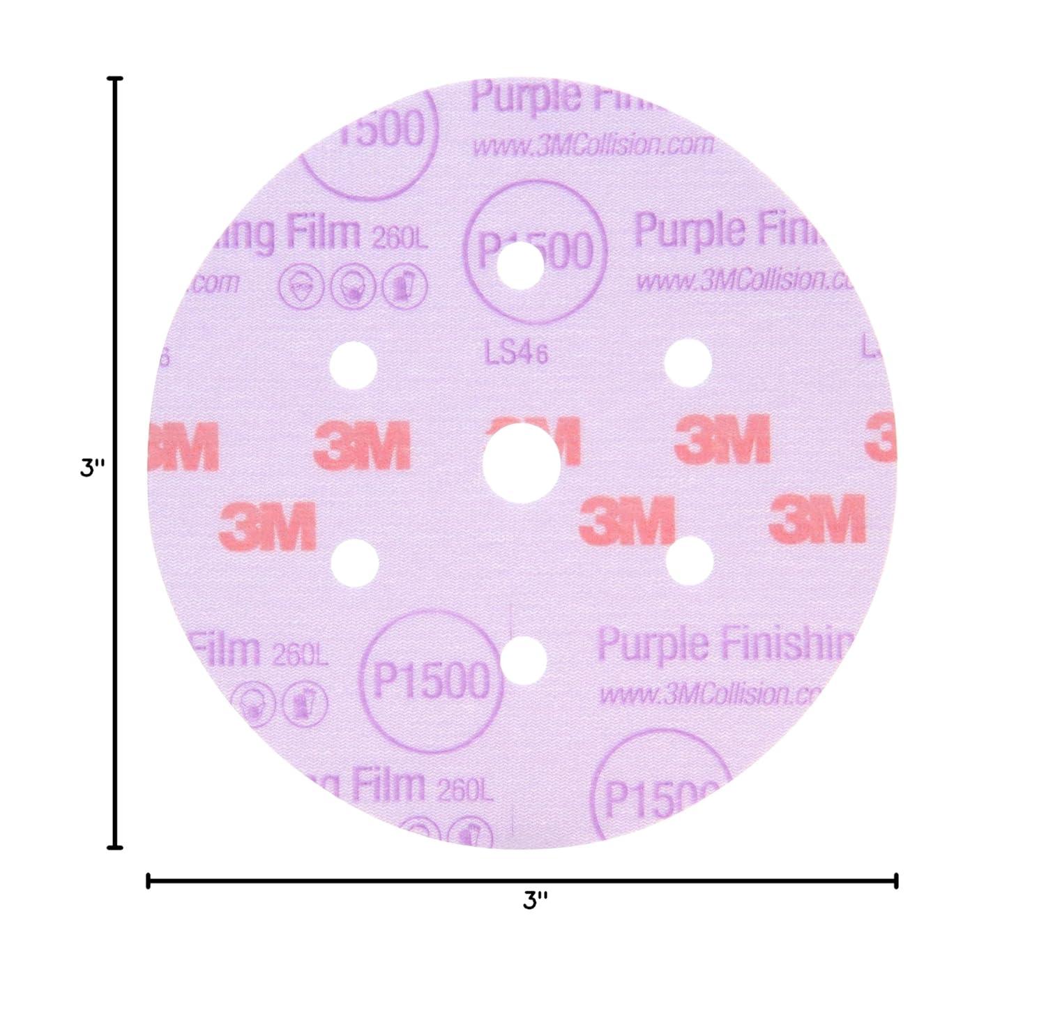 image3M 30371 Hookit Purple 3quot P600 Grit Finishing Film Disc3