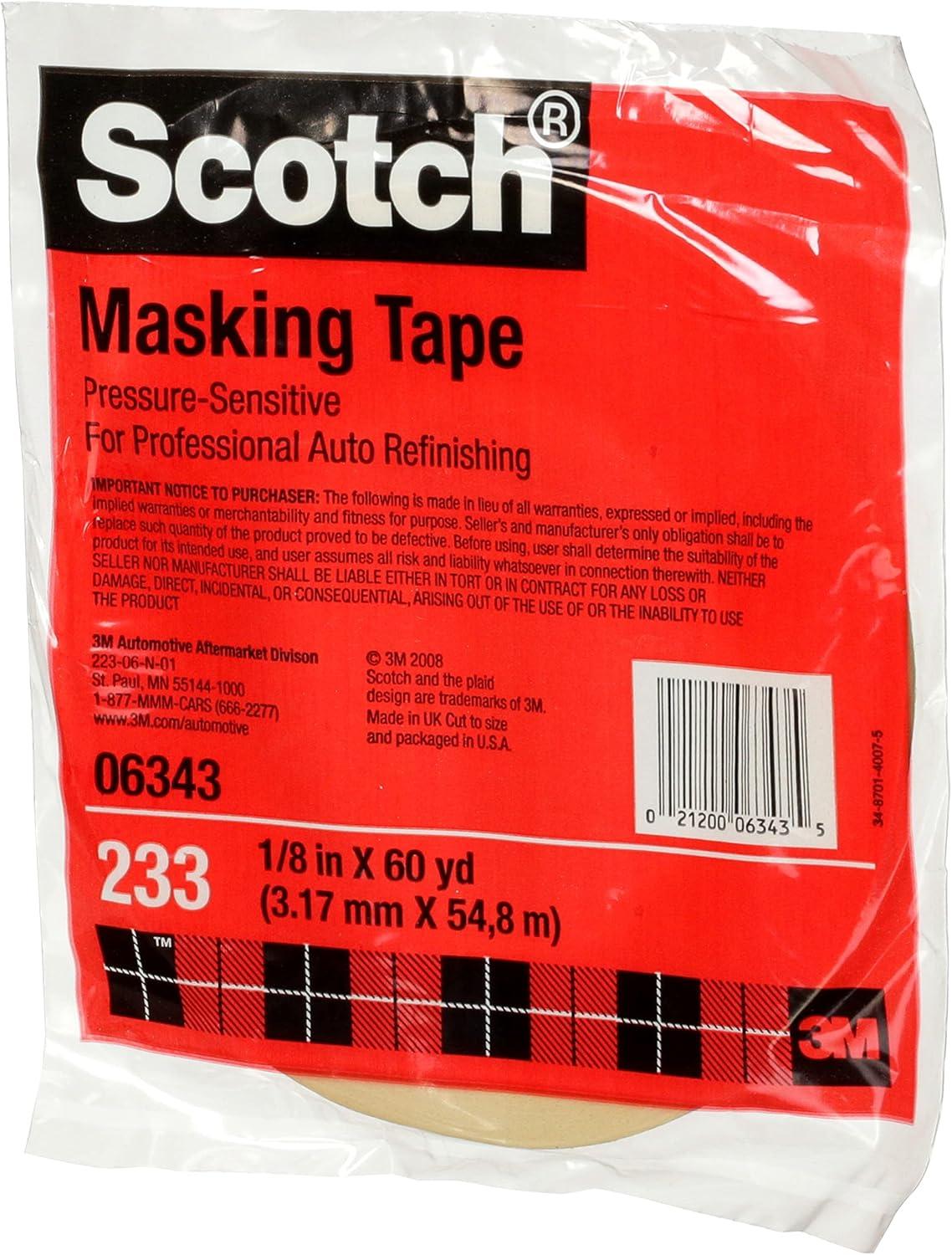 image3M Automotive Masking Tape 2308 06548 Crepe Backed Easy Adhesive Minimal Residue 48 mm x 55 m 24Case3 mm x 55 m